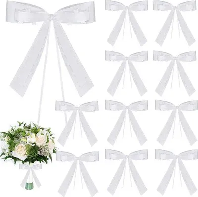 Productafbeelding van Famanu decoratieribbon, 50 stuks - Wit organza voor bruiloften en feesten