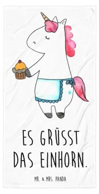 Produktbild von Mr. & Mrs. Panda Strandtuch Einhorn Muffin - Weiß - Geschenk, Duschtuch, Großes Badehandtuch, Geburtstag, Unicorn, Geburtstagsgrüße, Handtuch, Kekse, Duschhandtuch