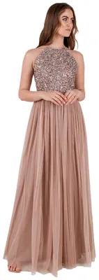 Produktbild von Maya Deluxe Damen Womens Ladies Bridesmaid Maxi Dress Halter Neck Sequin Embelli