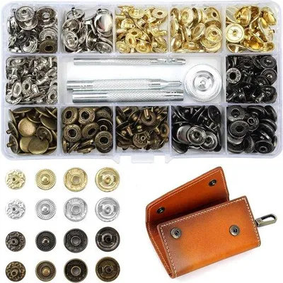 Produktbild von Leder Knöpfe Set 100 Stück mit Werkzeug