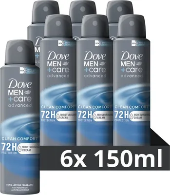 Produktbild von Dove Men+Care Dove Men+Care Advanced Clean Comfort Anti-Transpirant Deodorant Spray - 6 x 150 ml - Vorteilspackung