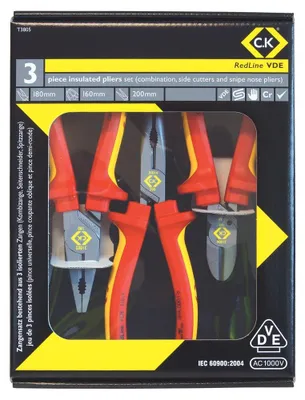 VDE Tangen-Set 3-teilig, Kombizange, Seitenschneider, Spitzzange, 1000 V