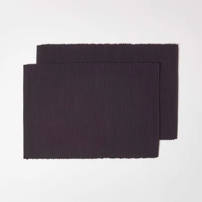 Image de HOMESCAPES Set de table noir en lot de 2 - 100% coton, 33x50 cm