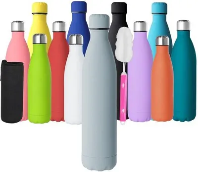 Produktbild von 1L Edelstahl-Isolierflasche kalt, 1000ml, BPA-frei, lekvrij