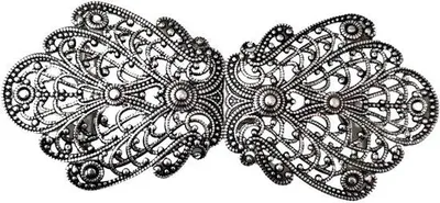 Zdjęcie produktu dla Elegancka, antyczna, srebrna klamra, 100 mm x 45 mm, metalowa