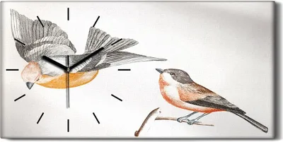 Produktbild von Küchenuhr Bürouhr Leinwand Uhr Quarz 60x30 Zeichnung Tier Vogel Zweig Kunst - schwarze Hände