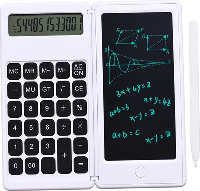 Produktbild von Faltbarer Taschenrechner & 6-Zoll-LCD-Schreibtablett Digitales Zeichenpad 12-stelliges Display mit Stiftstift-Loeschtaste fue r Kinder Erwachsene Home Office Schulgebrauch