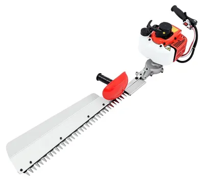 Produktbild von Benzin Heckenschere - 2-Takt Heckentrimmer / Freischneider - 26 cc 0,65 kW Motor - 70 cm Schwertlänge - 0,5 l Tank - Mit Handschuhen & Schutzbrille - Rot