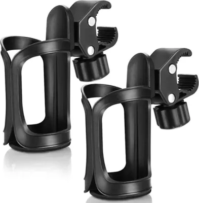 Produktbild von Fahrrad Flaschenhalter, 2 Pack 360 Grad Rotation Getränk Wasser Becherhalter Schnellverschluss Universal Kinderwagen Cup Holder für Kinderwagen und Rollstuhl