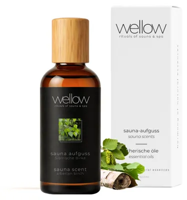 Produktbild von wellow® Sauna-Aufguss Sibirische Birke 100 ml – Saunaaufguss-Konzentrat mit ätherischen Ölen für Sauna & Dampfbad – Germany