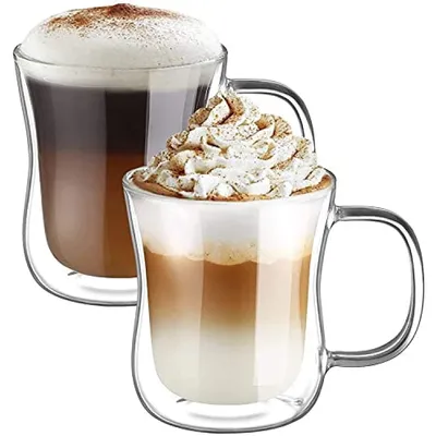Produktbild von Doppelwandige Latte Macchiato Gläser 350 Ml Kaffeeglas für Tee,EIS