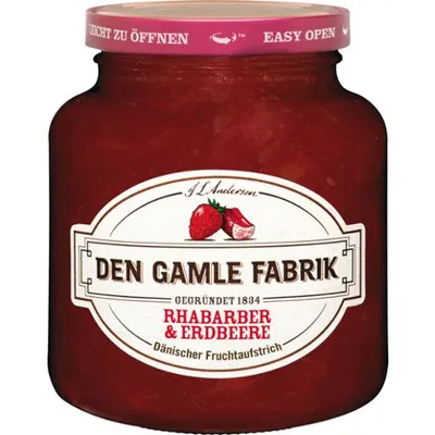 Produktbild von Den Gamle Fabrik Fruchtaufstrich Rhabarber & Erdbeere 380g