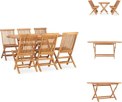 Produktbild von vidaXL 7-tlg. Garten-Essgruppe Klappbar Massivholz Teak -  Gartenmöbel-Sets