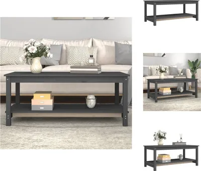 Zdjęcie produktu dla vidaXL Stolik kawowy szary 110x55x45 cm lite drewno sosnowe - Stoliki kawowe