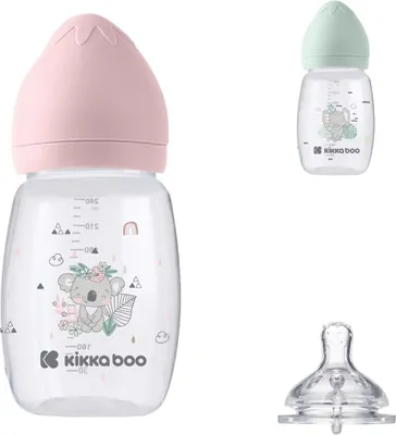 Obrázek produktu pro Kikkaboo Kojenecká láhev Savanna 260ml Silikonová savička velikost M Anti-Colic od 3 měsíců růžová
