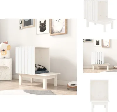 Produktbild von vidaXL Katzenhaus Weiß 60x36x60 cm Massivholz Kiefer -  Kratzbäume