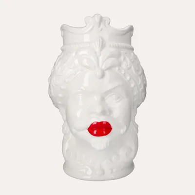 Produktbild von KEYHOMESTORE | Moorkopfmann aus weißer Keramik, H. 47 cm