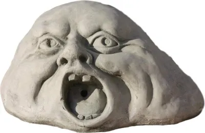 Immagine prodotto di Faccia di pietra Urlo in pietra fusa come decorazione per il giardino, resistente al gelo e alle intemperie e nuova, alta 20 cm, SU-630