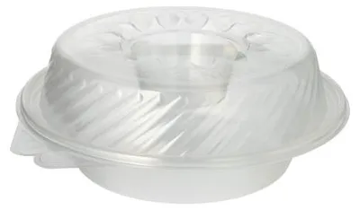 Produktbild von Feinkost- und Salatschalen mit Klappdeckel PP rund 950 ml 9,2 cm x 22 cm x 21,5 cm mit Dipfach