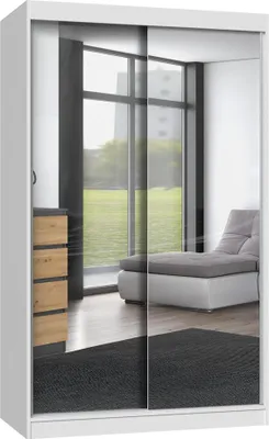 Immagine prodotto di Armadio moderno IGA con ante scorrevoli e specchi | Colore: bianco | Dimensioni: 200x120x61 cm