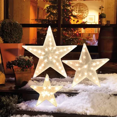 LED Holografie-Stern, warmweiß, 24 LEDs, Ø55x10 cm, Weihnachtsdeko