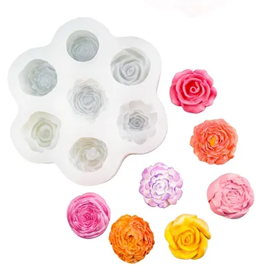 Productafbeelding van Form van siliconen, bestaande uit 7 delen, voor het maken van rozen. 3D mini-rozenvorm van epoxyhars, geschikt voor het maken van kaarsen, zeep, chocolade, fondant, gips en voor diverse knutselprojecten, ideaal voor de keuken, het koken en decoratie.