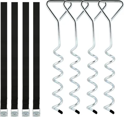Immagine prodotto di Ancoraggio a terra del trampolino TolleTour, set di sicurezza per l'ancoraggio a terra Set di ancoraggi a terra in acciaio per trampolini, altalene, casette da giardino, torri gioco, accessori per trampolini per casette