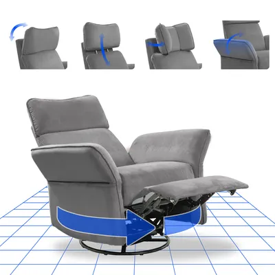 Produktbild von FLEXISPOT Relaxsessel Elektrischer Sessel mit Liegefunktion Drehsessel mit Rocking 3D Kopfstütze verstellbare Armlehnen Fernsehsessel mit verstellbare