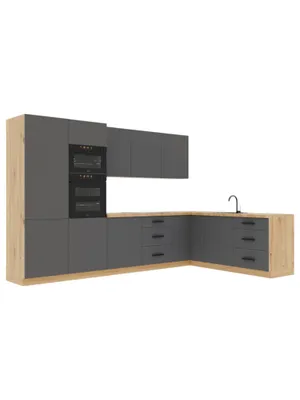 Produktbild von Winkelküche – Eckküche – Küchenzeile L-Form – Komplettküche – Küchenzeile – Nexa - K100-G330 – 330 × 210 cm– Grau Matt