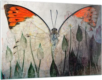 Produktbild von Bilder auf glas - Schmetterling Abstraktion - 120x80cm - Glasbilder - Wandbilder - Kunstdruck - zum Aufhängen bereit - Wanddekoration aus Glas - Glas Bilder - Wandbild auf Glas - GAA120x80-4081