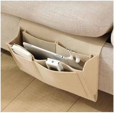 Productafbeelding van Famanu opbergbox van vlies voor nachtkastjes, met 5 vakken - Beige
