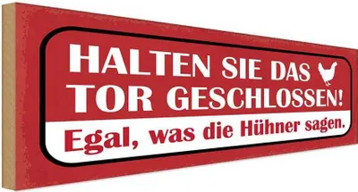 Produktbild von vianmo Holzschild 10x27 cm Tor geschlossen egal was Hühner Spruch Zitat