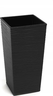 Produktbild von KADAX Blumentopf aus Kunstsoff "Pesaro", Blumenkübel, Pflanztopf, mit Einsatz, quadratisch, 35 cm, Schwarz