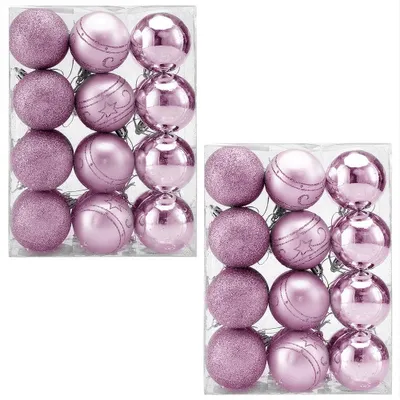Image de CASARIA® Set de 48 boules de Noël en plastique robuste Décoration pour sapin rose Ø 6cm Décoration de Noël intérieur