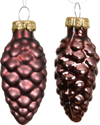 Produktbild von Christbaumschmuck Zapfen 6cm Glas 12 Stück - Kastanienbraun