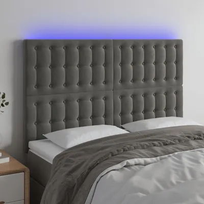 Produktbild von The Living Store LED Kopfteil Dunkelgrau 144x5x118/128 cm Samt