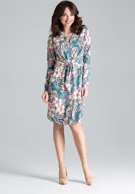 Produktbild von Lenitif Gemustertes Damenkleid Radeyah L031 hellblau M