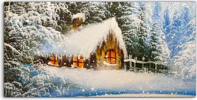 Produktbild von Coloray Canvas 140x70  Wandbild Leinwand Bilder Kunst Textur Malerei Winter Landschaft