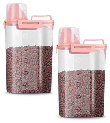 Productafbeelding van Voedselcontainer voerbak hond - Droogvoer opslag - 3 liter - Transparant - 2 stuks