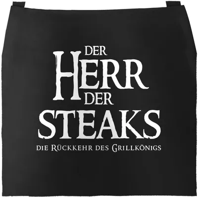 Produktbild von Grill-Schürze für Männer mit Spruch Der Herr der Steaks die Rückkehr des Grillkönigs Moonworks® schwarz-weiß unisize