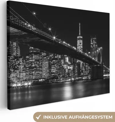 Produktbild von MuchoWow® - Leinwandbilder - New York - Brooklyn - Brücke, Wandbild, Wanddeko Bilder Wohnzimmer, 40x30 cm