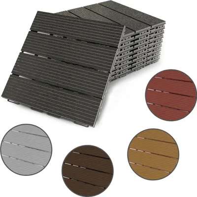 Produktbild von FORTENA Terrassenfliesen (graphit) 30x30cm, 8 Stück, 0,72 qm, Anti-Rutsch-Oberfläche, Klickfliesen aus Kunststoff in Holzoptik, Bodenbelag, witterungsbeständig: Graphit