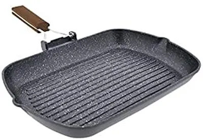 Grillpfanne aus Aluminium, 35 cm, schwarz, für Induktion