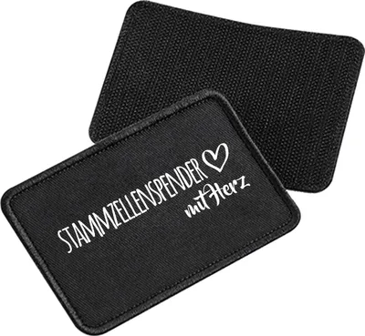 Produktbild von Huuraa Patch Stammzellenspender mit Herz Black 10 x 6,5cm Baumwolle Klettpatch für Mütze Geschenkidee
