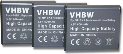 Produktbild von vhbw 3x Akku kompatibel mit Sony Cybershot DSC-W190, DSC-W180, DSC-S950, DSC-S780, DSC-S750, DSC-W370 Kamera (600 mAh, 3,6 V, Li-Ion)