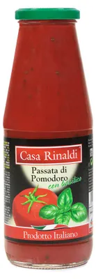 Zdjęcie produktu dla Casa Rinaldi pomidory pasteryzowane z bazylią w szklanej butelce 690g