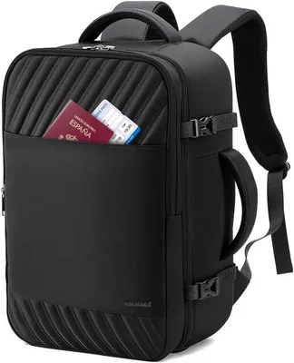 Produktbild von Handgepäckrucksack für Flugreisen, kleiner Rucksack mit Laptopfach, ideal für Wochenendausflüge, Reisen, Schule, kompakt, leicht, schwarz