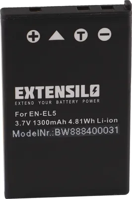 Produktbild von EXTENSILO Akku kompatibel mit Nikon Coolpix P6000, P80, P530, P90, S10 Kamera (1300 mAh, 3,7 V, Li-Ion)