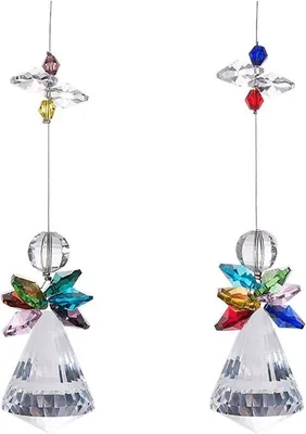 Produktbild von Sonnenfänger Engel Feng Shui Prisms Hängeschmuck für Fenster Dekoration - Kristallkugeln für Garten, Geburtstag und Hochzeit - Set von 2 Stück