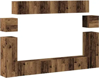 Immagine prodotto di set di mobili TV a parete vidaXL da 8 pezzi in materiale di recupero con effetto legno